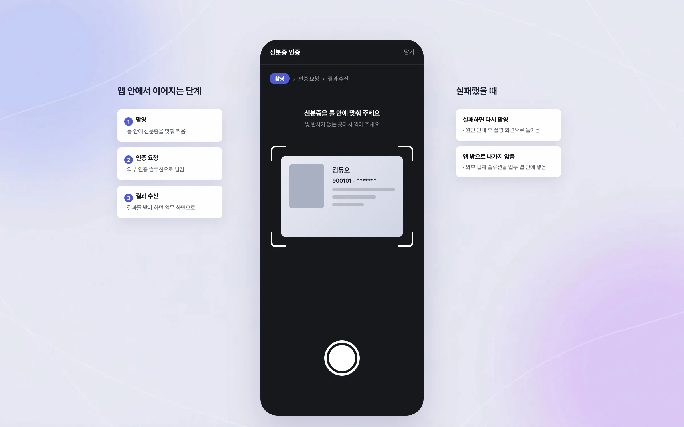 촬영에서 결과 수신까지 앱 안에서 끝나는 신분증 인증